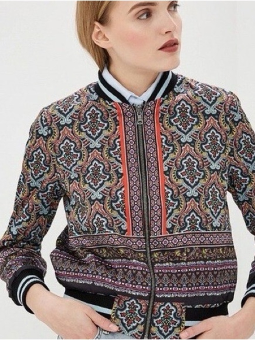 RARE Alice + Olivia Lonnie Reversible Bomber Jacket Evil-eye/ Geometric Print